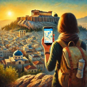 Traveler with a Digital Map